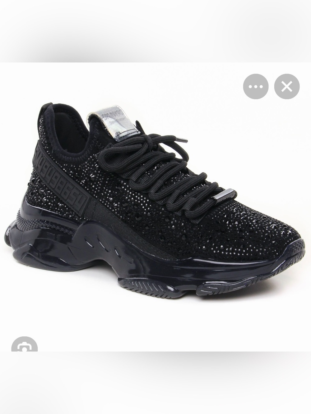 Steve Madden Black Crystal-Embellished Knit Sneakers